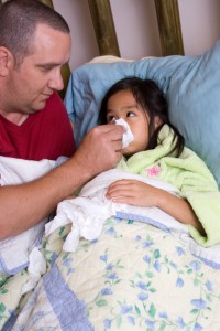 Sick girl with dad