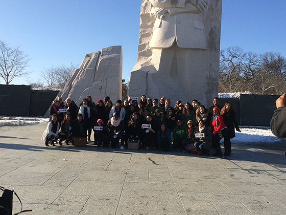 Escalera summit attendees at the MLK Memorial 