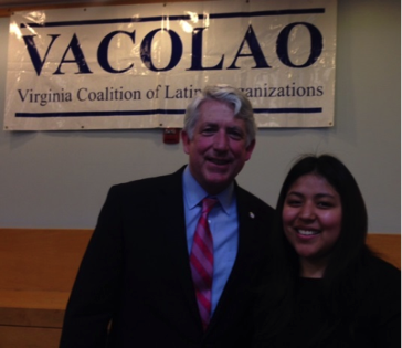 Hareth, with Virginia Attorney General Mark Herring, at a celebration recognizing DREAMers of Virginia’s efforts in pushing for access to in-state tuition