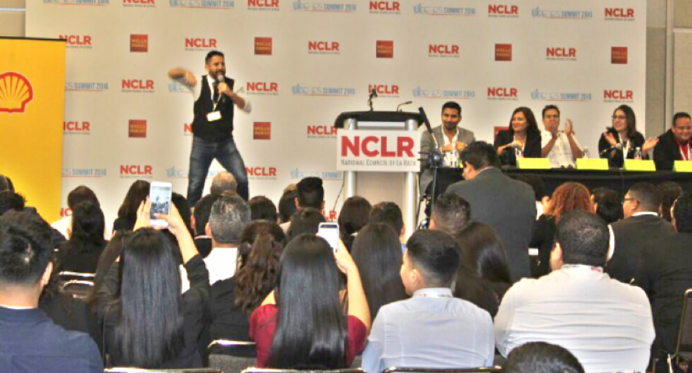 Emmy-award winning comedian Joe Hernandez Kolski opening the 2016 NCLR Innovation Lab Showcase.