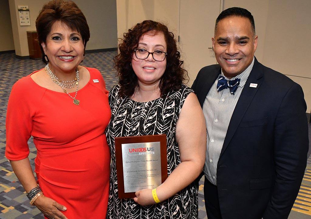 From left: Janet Murguía, UnidosUS President and CEO; Thelma Cruz, LSW Adult Supportive Service Supervisor and Mental Health Navigator at El Centro; and Victor Landry.