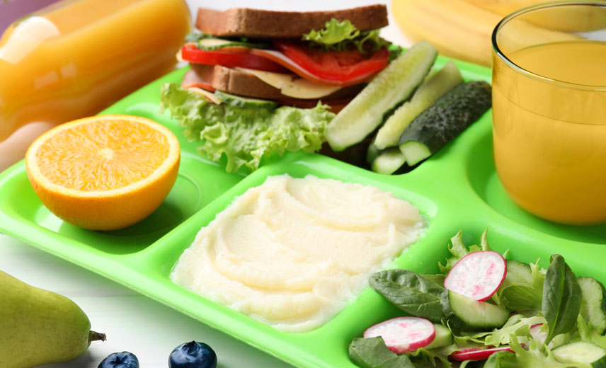 Healthy school lunch tray