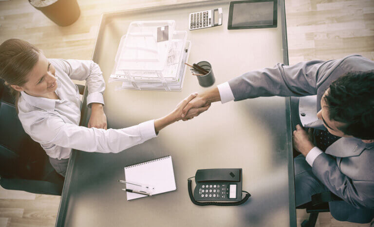 Handshake after a job interview