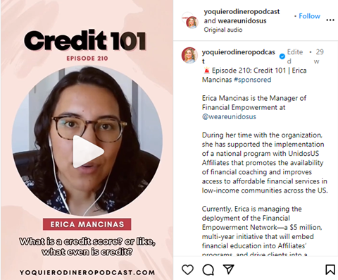 5. UnidosUS Manager of Financial Empowerment, Erica Mancias
