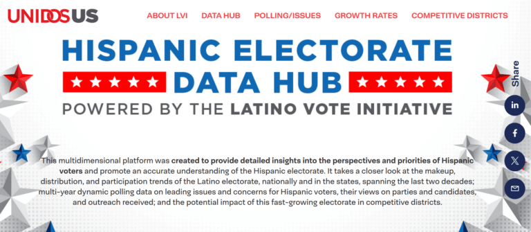 Latino Voters Impact UnidosUS Unveils Groundbreaking Poll And Data   Hispanic Data Hub 768x335 