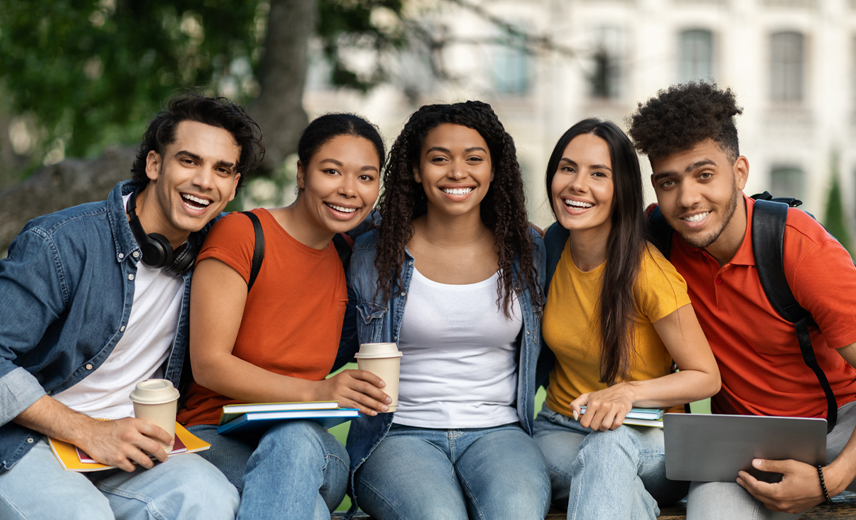 Group of diverse Latino college students.