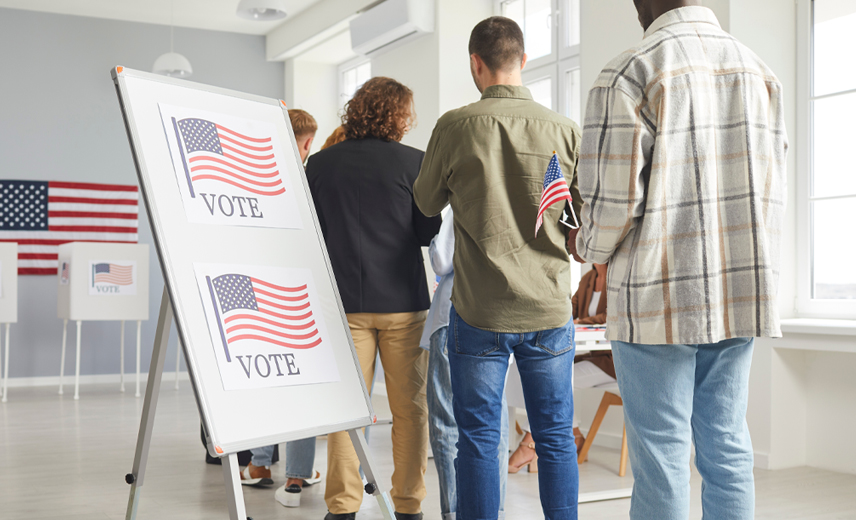 People lined up to vote.