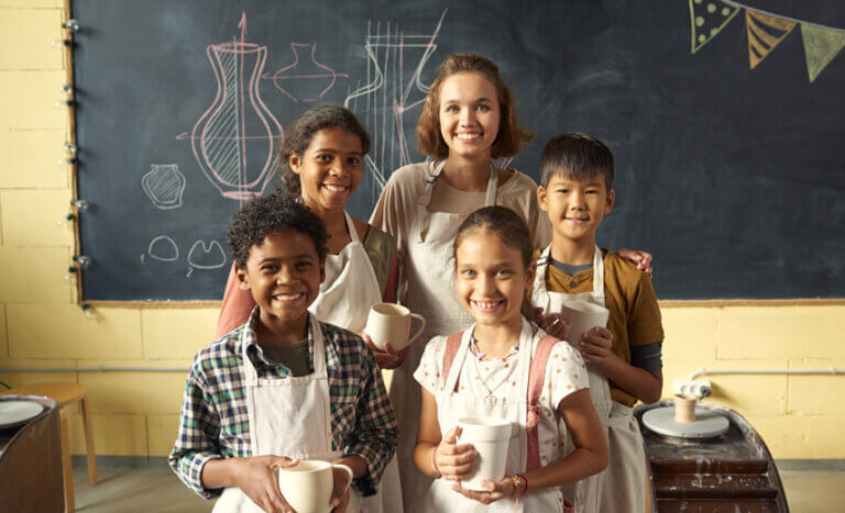 Children in an afterschool art program.