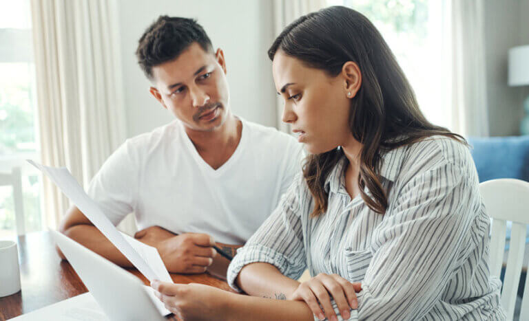 Couple going over finances.